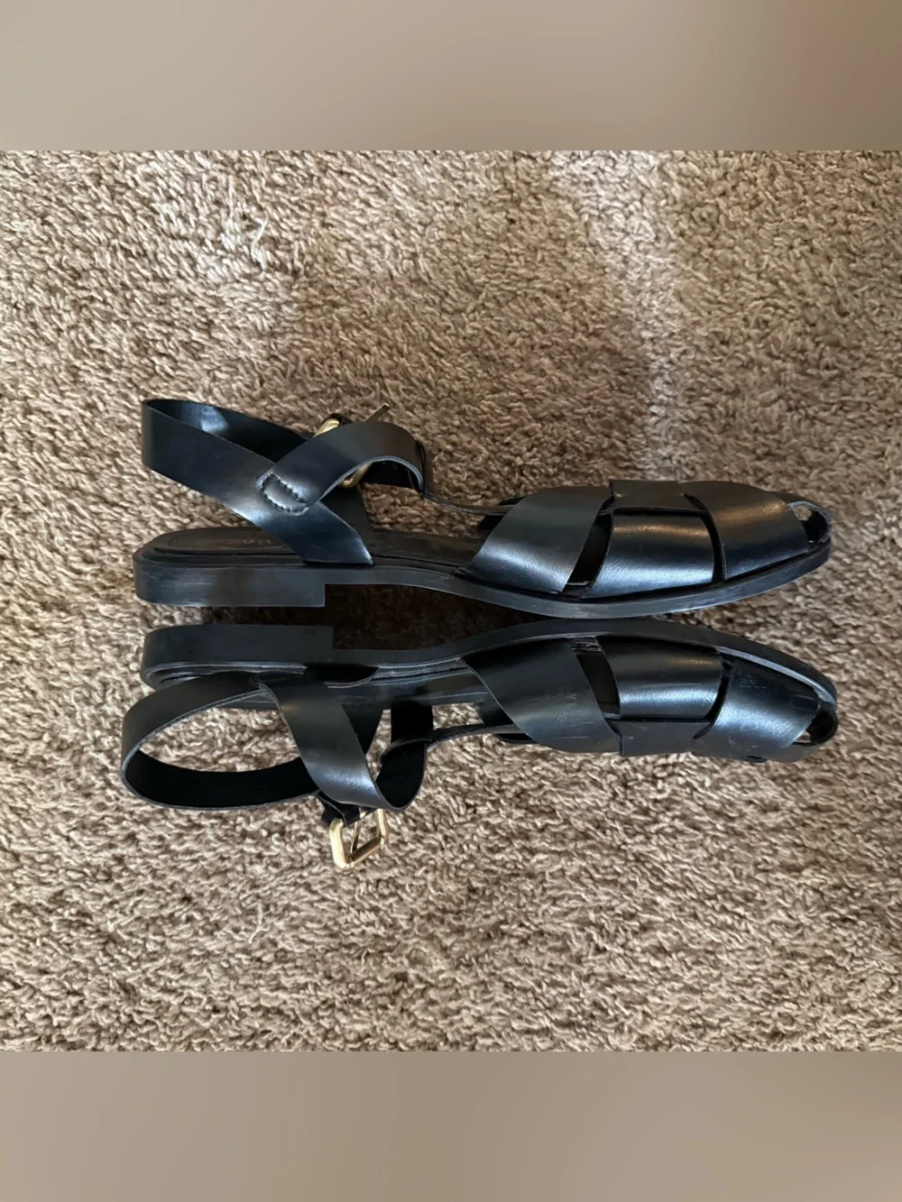 Zara Black Woven Leather Sandals - Picture 4 of 4
